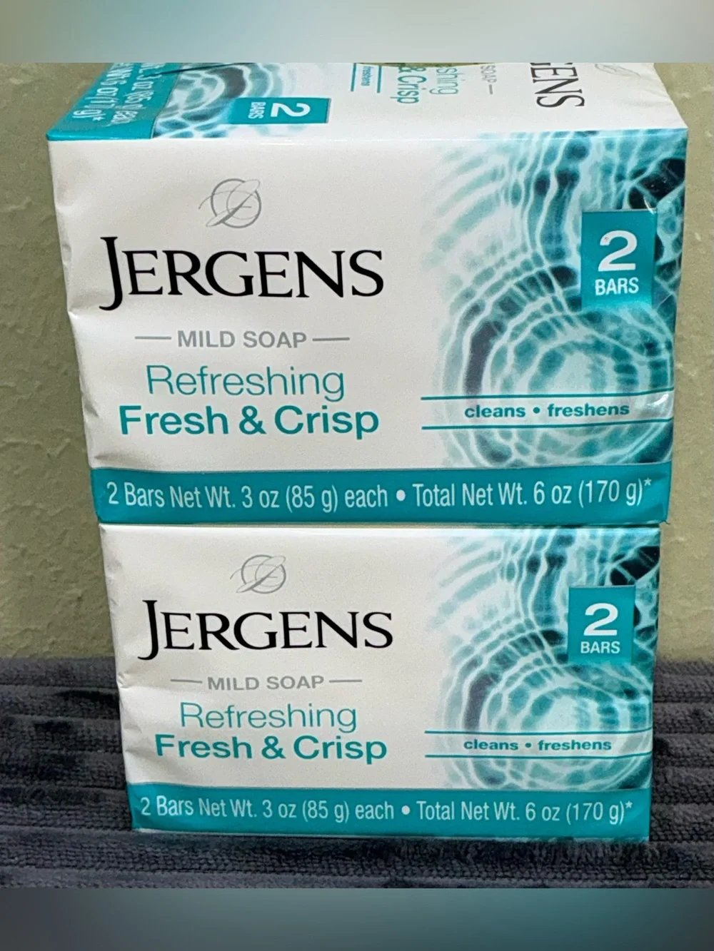 LOT OF 5 Jergens Fresh & Crisp Mild Bar Soap Twin Pack 10 Bars Total Rare HTF